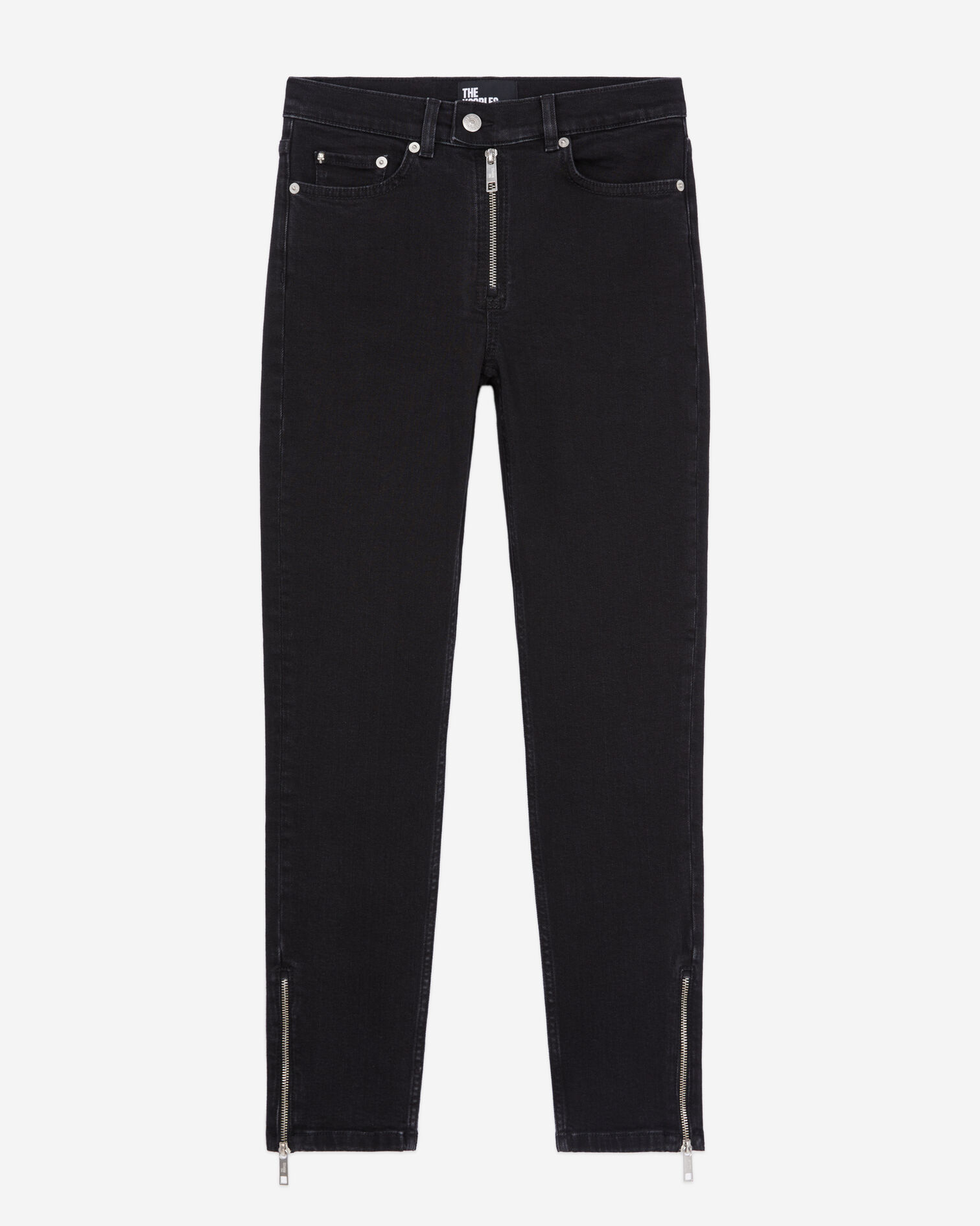 Black slim jeans with zip, BLACK WASHED, hi-res image number null