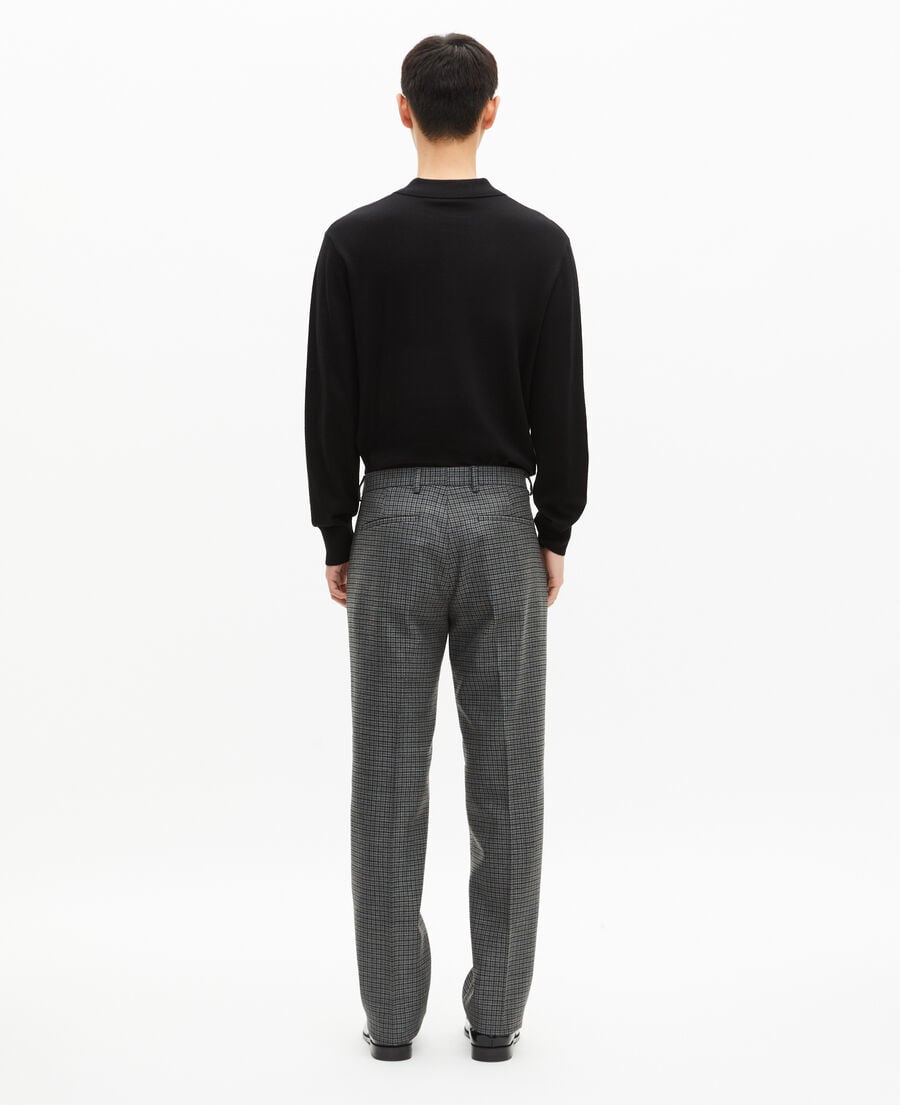 The Kooples HOMME GREY pantalon de costume droit en pied de poule noir et gris