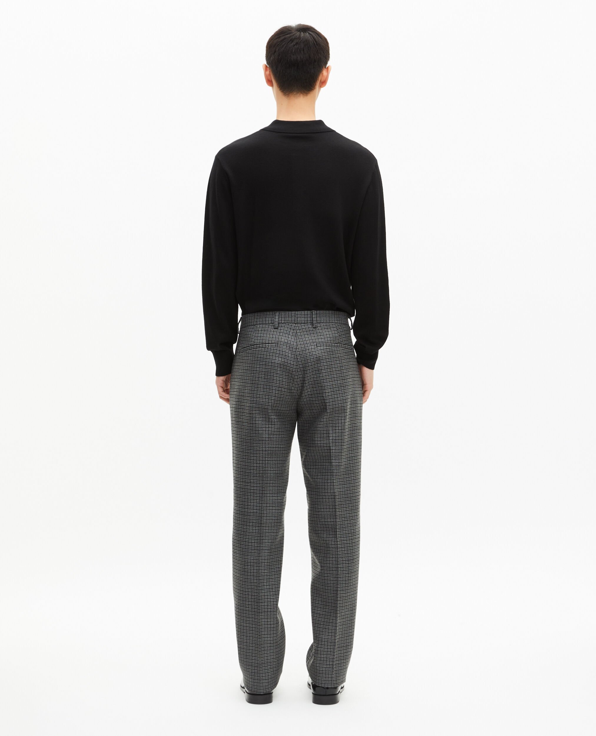 Pantalon de costume droit en pied de poule noir et gris, GREY, hi-res image number null