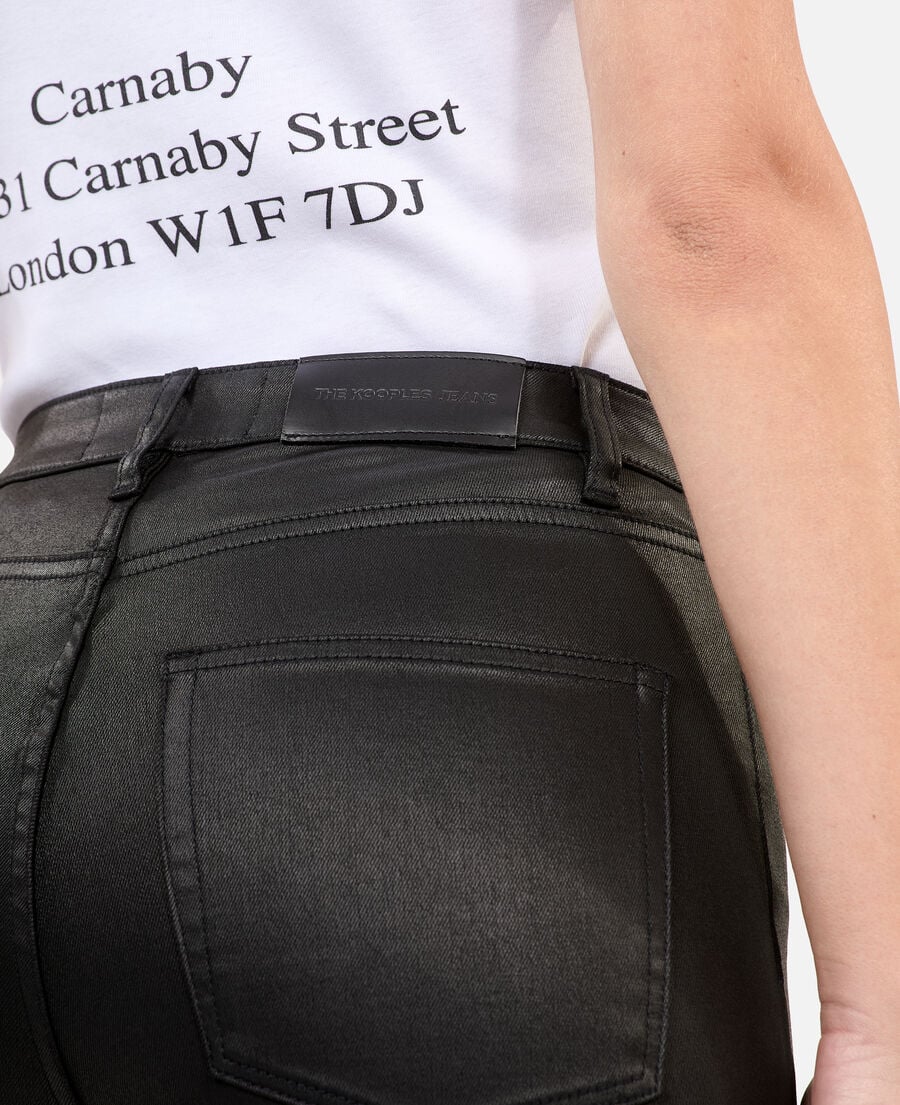 The Kooples FEMME BLACK jean slim effet cuir noir