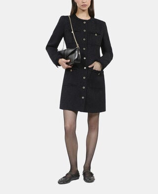The Kooples DAMEN BLACK schwarzes, kurzes kleid aus tweed