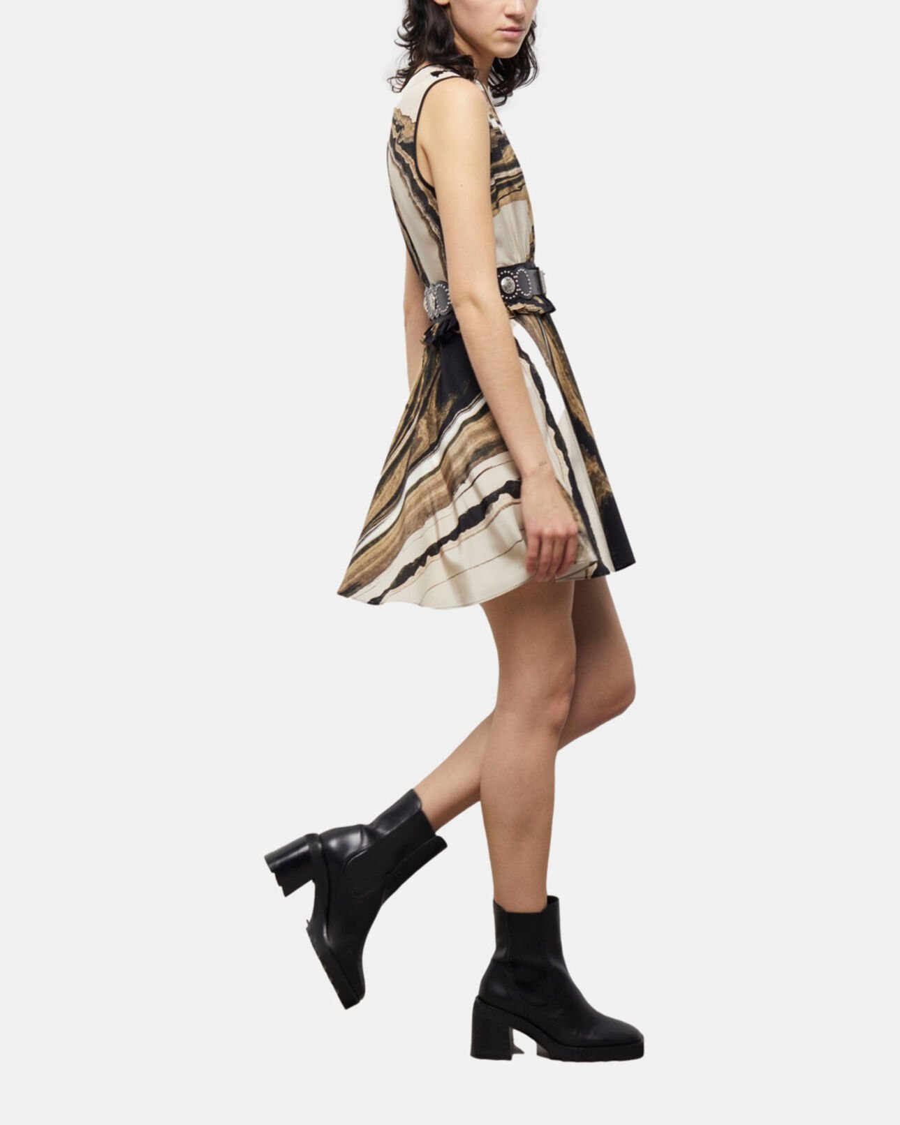 The Kooples FEMME BEIGE-BROWN robe courte imprimée