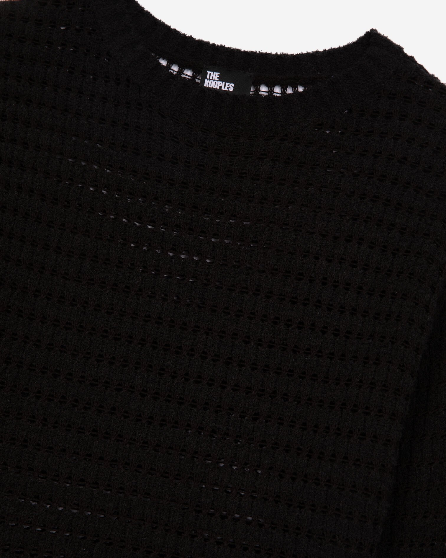Pullover mit Lochmuster aus Baumwollmischgewebe schwarz, BLACK, hi-res image number null
