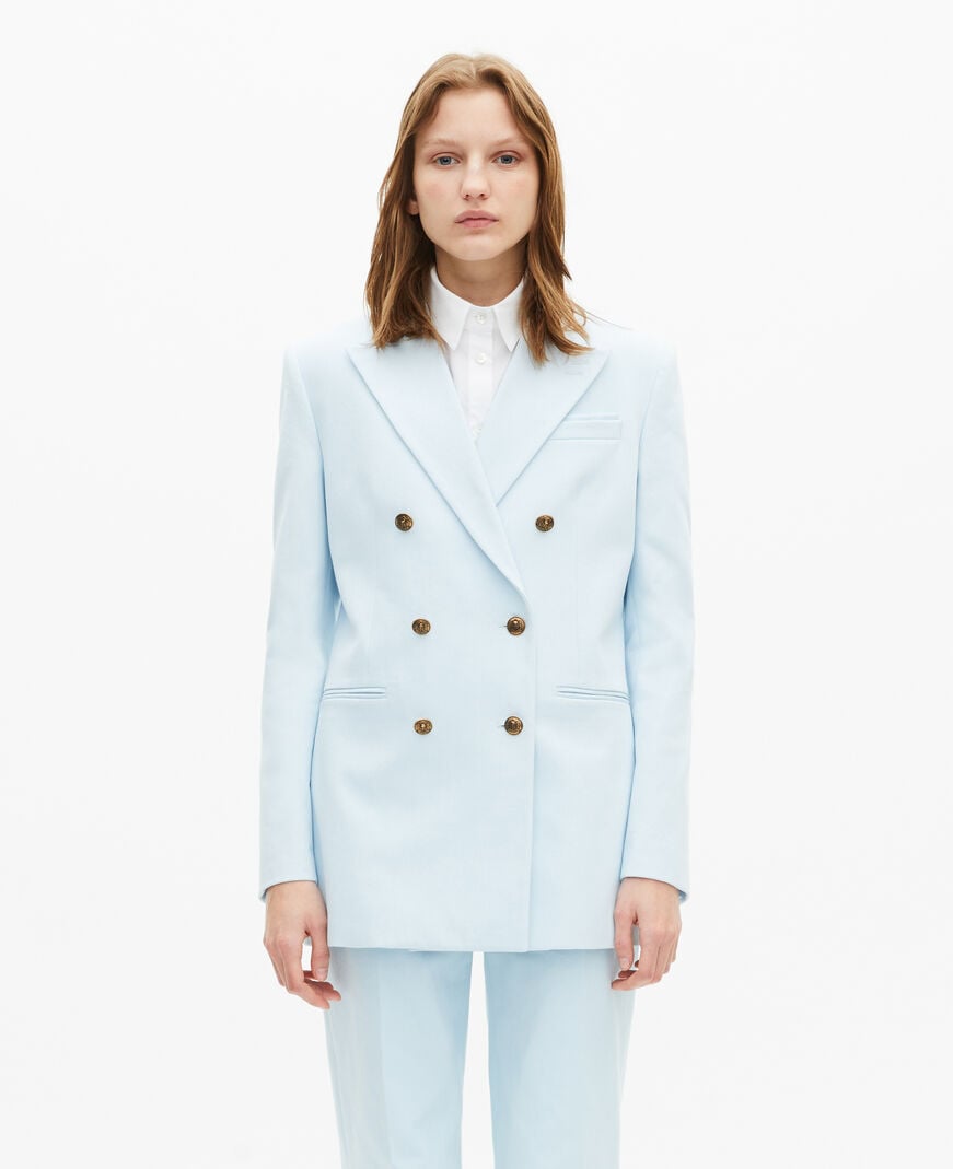 The Kooples WOMEN LIGHT BLUE blue cotton tailored jacket