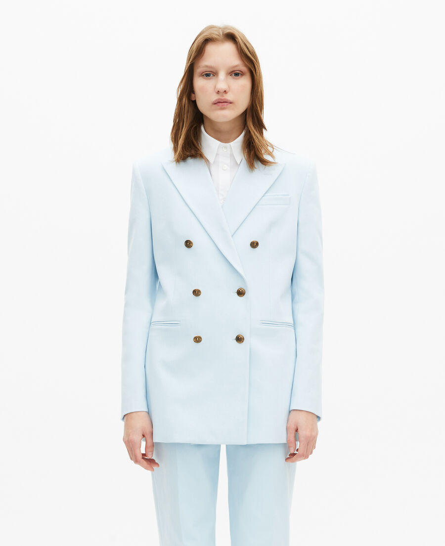 The Kooples WOMEN LIGHT BLUE blue cotton tailored jacket