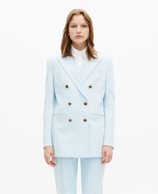 The Kooples WOMEN LIGHT BLUE blue cotton tailored jacket
