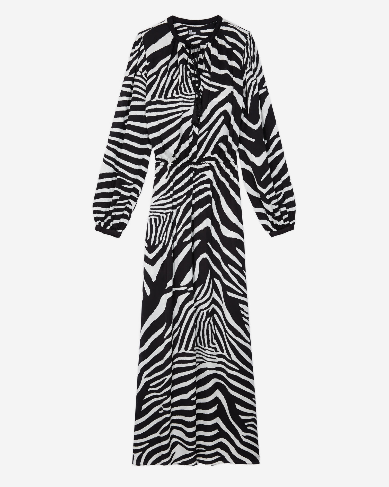 Langes schwarzes Kleid mit Print, BLACK WHITE, hi-res image number null