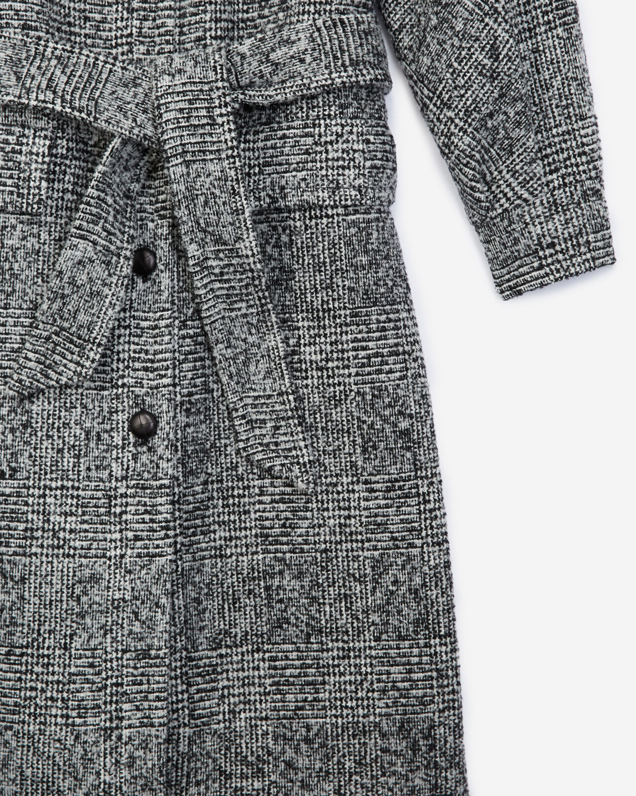 The Kooples WOMEN BLACK-ECRU black wool coat with high neck