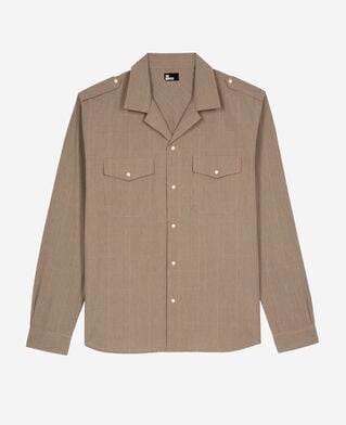 The Kooples HOMME BEIGE / BROWN / BLACK chemise à micro carreaux beige