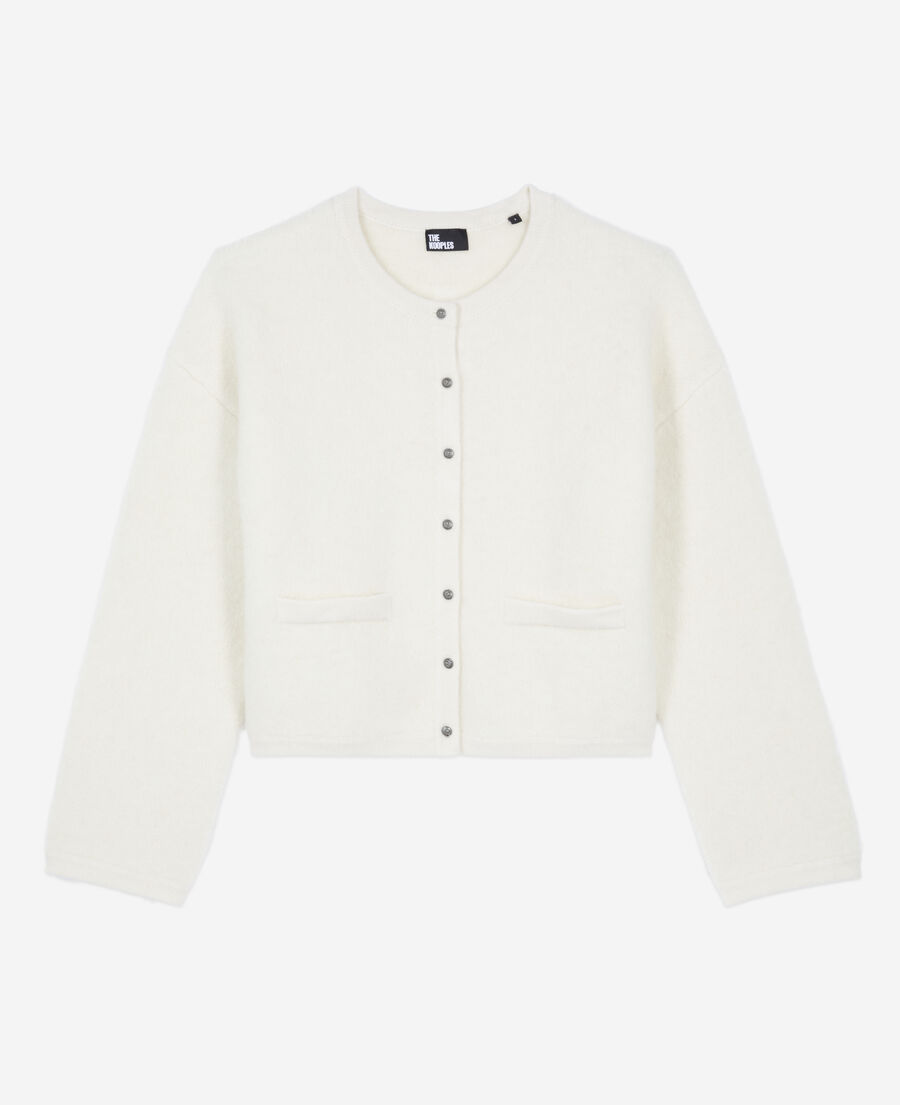 The Kooples F ECRU ecru alpaca and wool cardigan