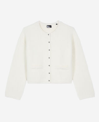 The Kooples F ECRU ecru alpaca and wool cardigan