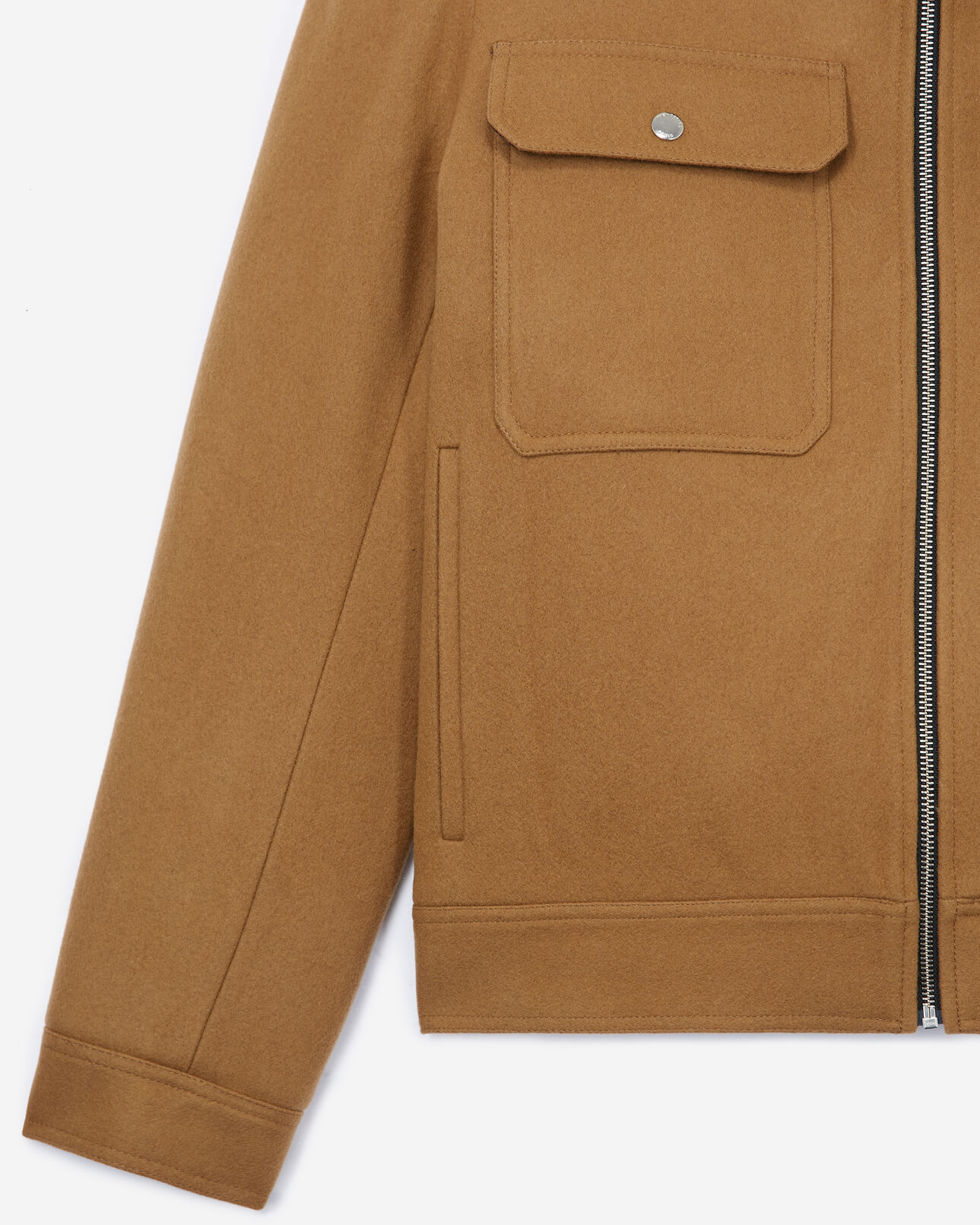 The Kooples MEN CAMEL camel-colored wool jacket w/sheepskin collar