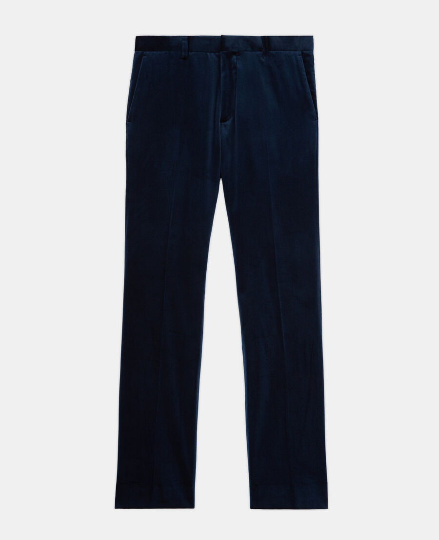 pantalon de costume en velours bleu