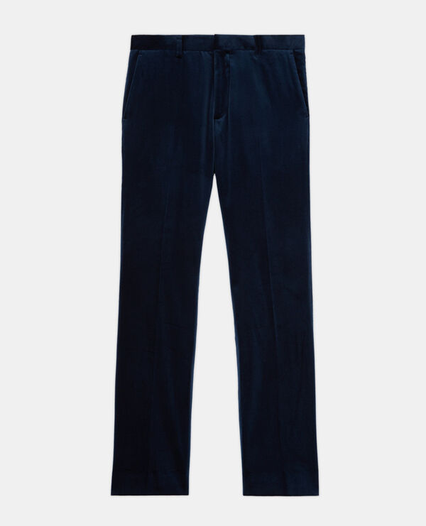 blue velvet suit pants