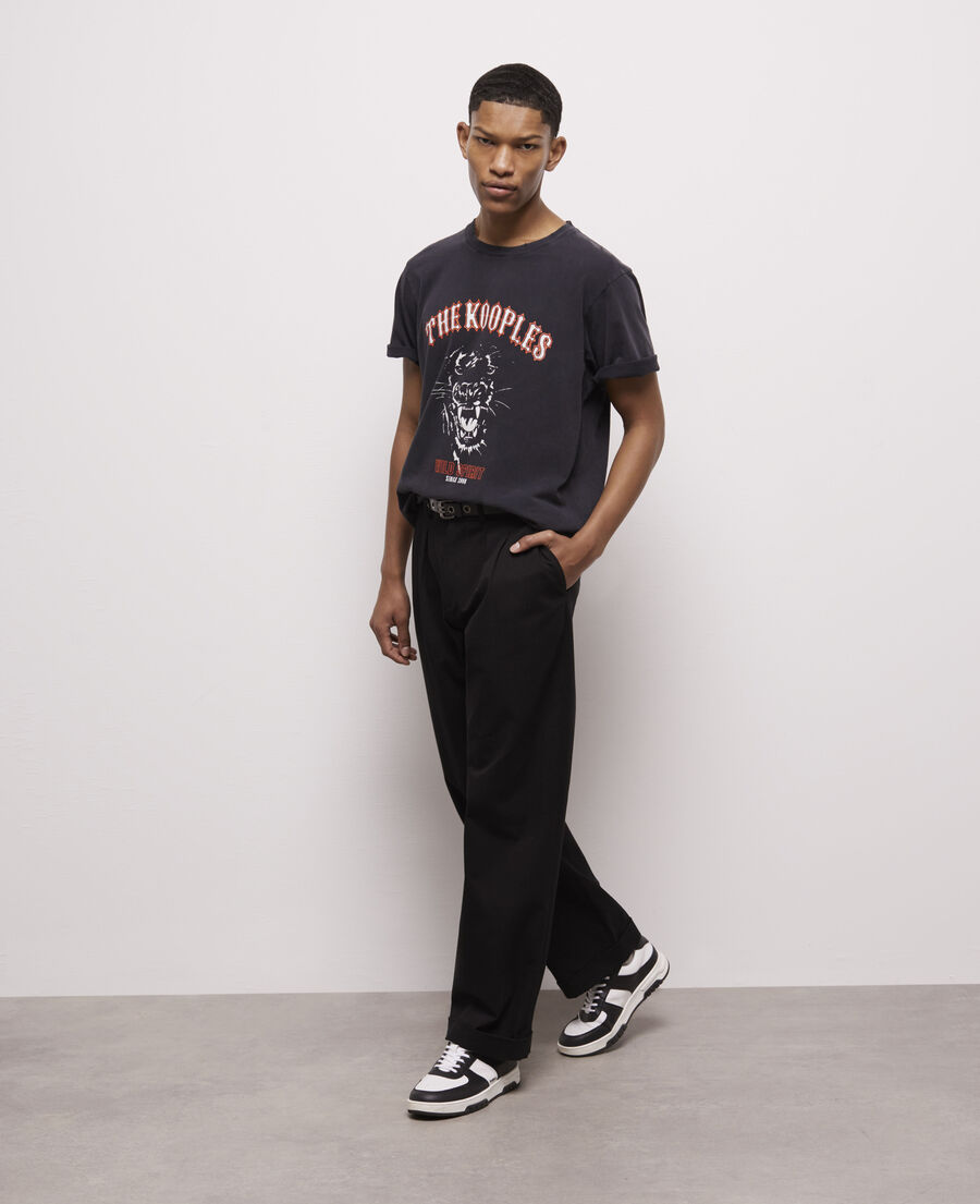 men's black screen print t-shirt