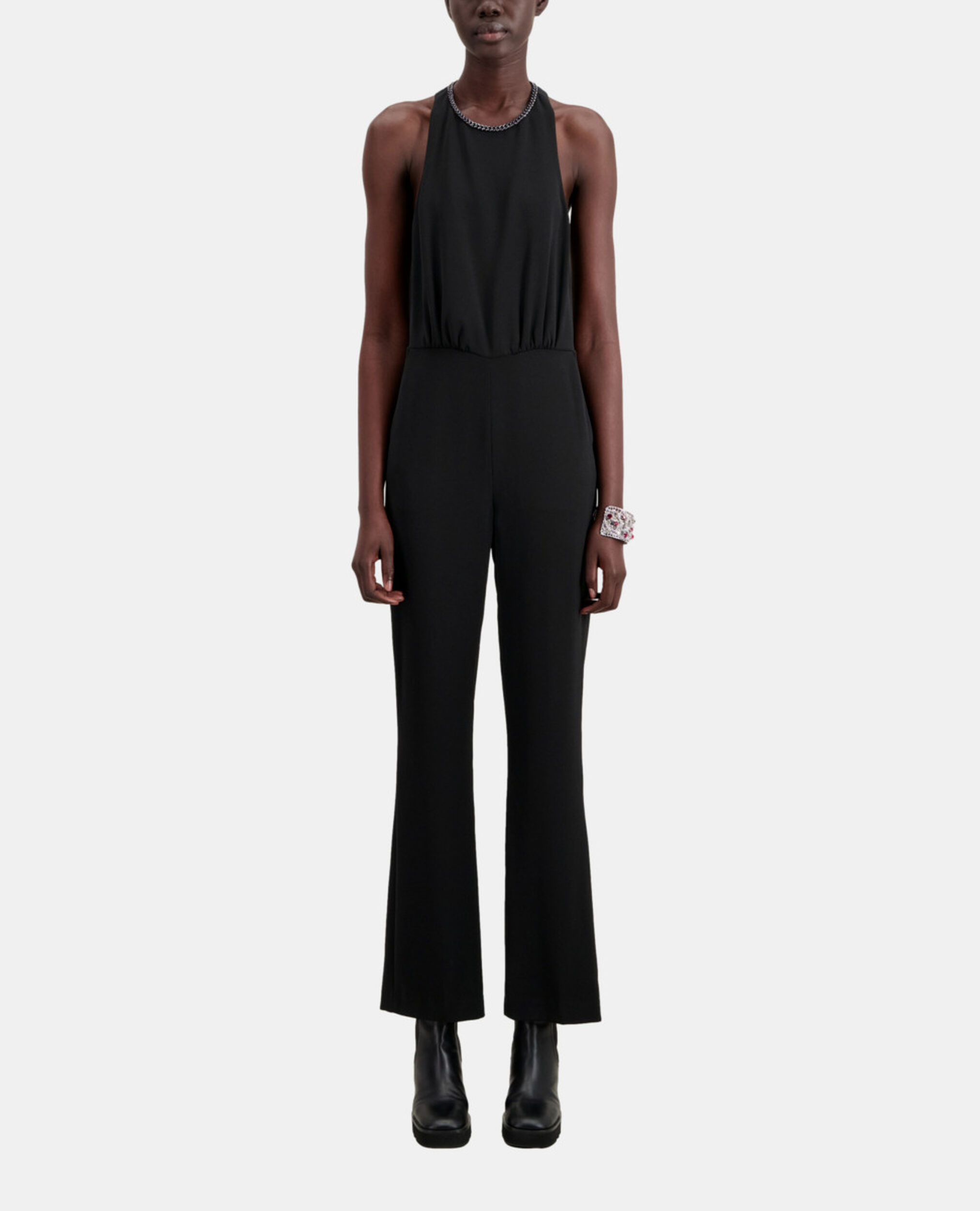 Black crepe jumpsuit, BLACK, hi-res image number null