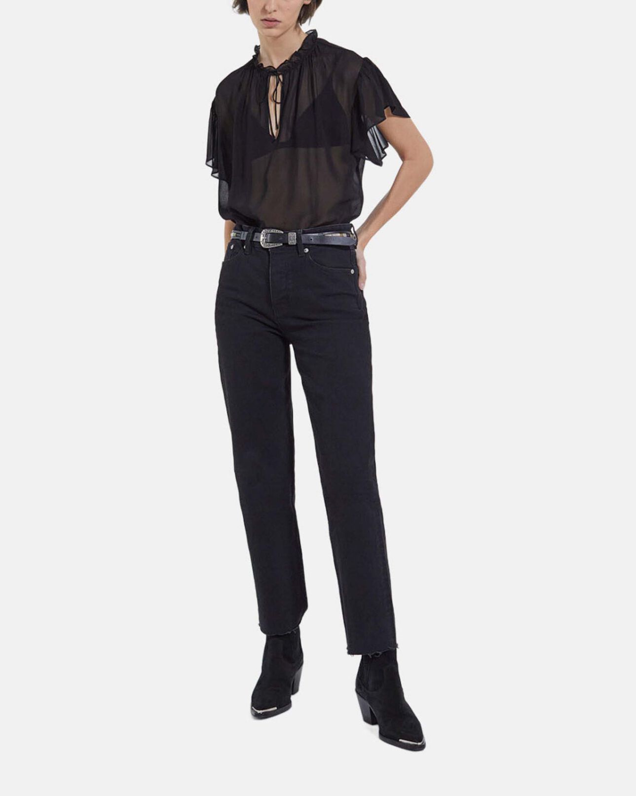 The Kooples FEMME BLACK blouse à volants