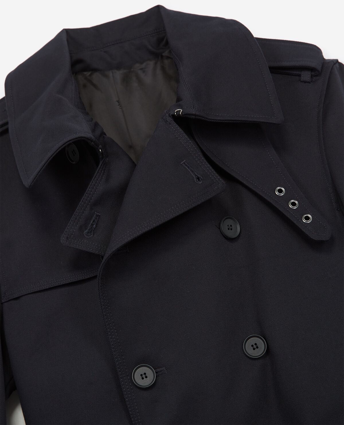 Navy blue trench coat in cotton gabardine | The Kooples - US