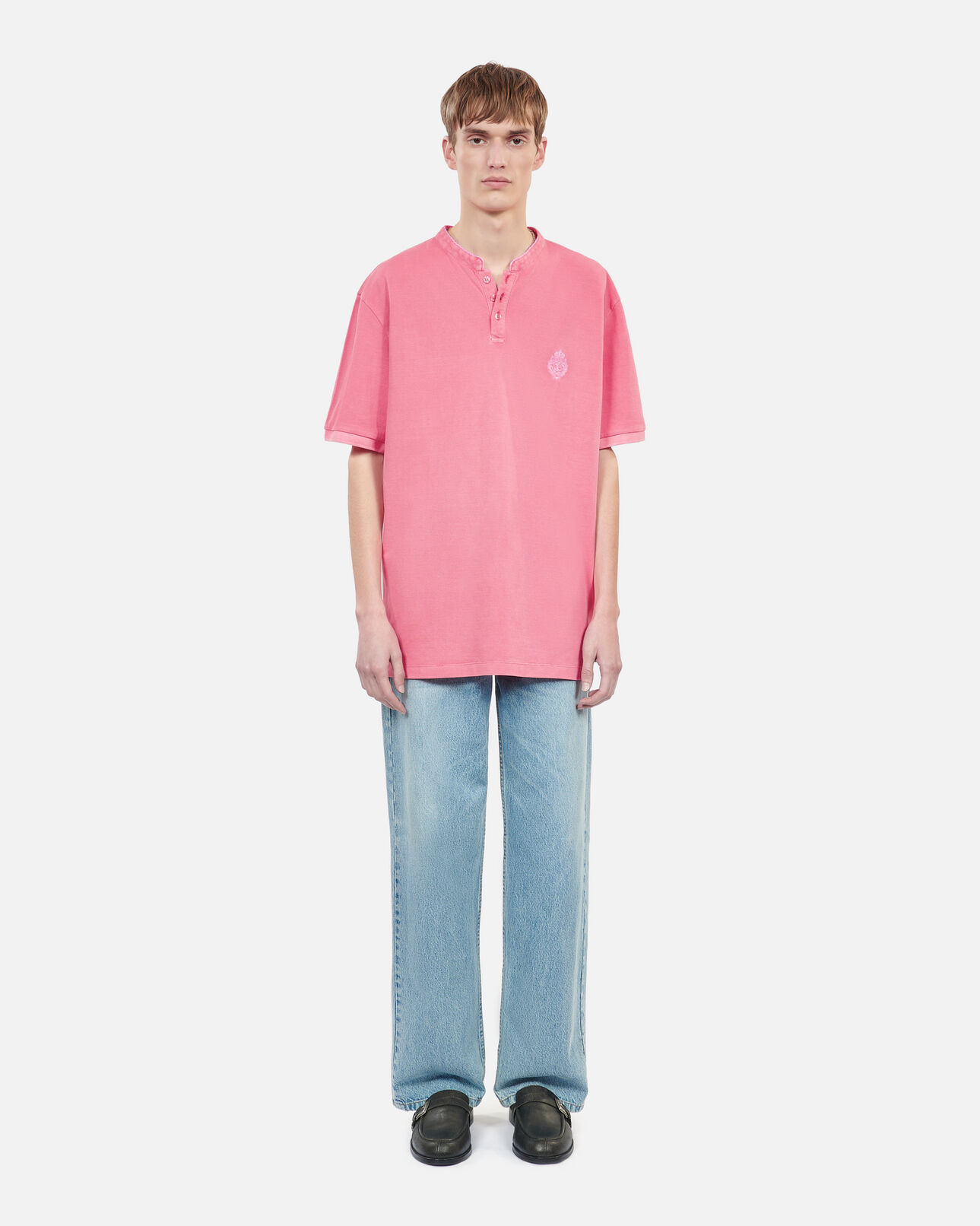 The Kooples MEN SWEET PINK pink piqué cotton polo t-shirt