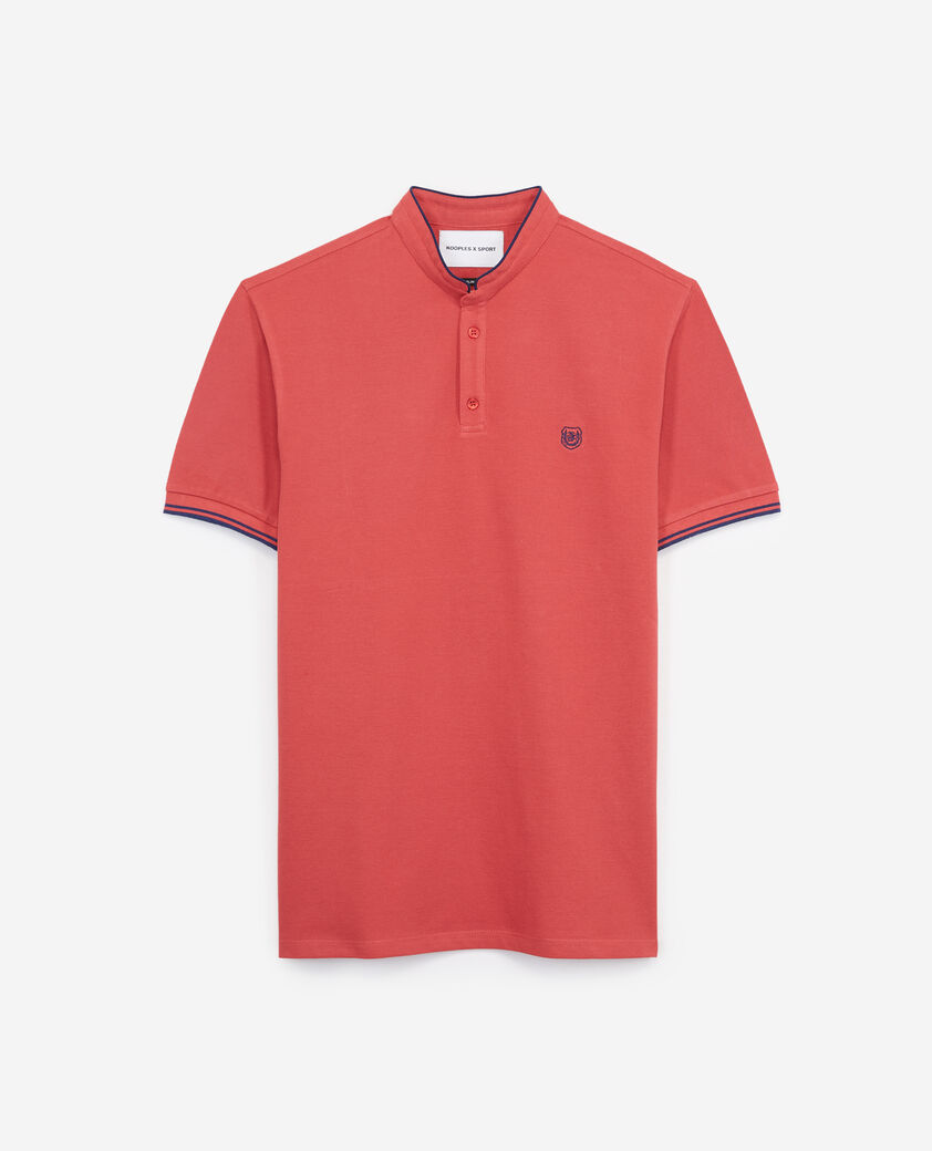 The Kooples HOMME MINERAL RED / OFFICER NVY polo rouge col officier d&eacute;tail bleu