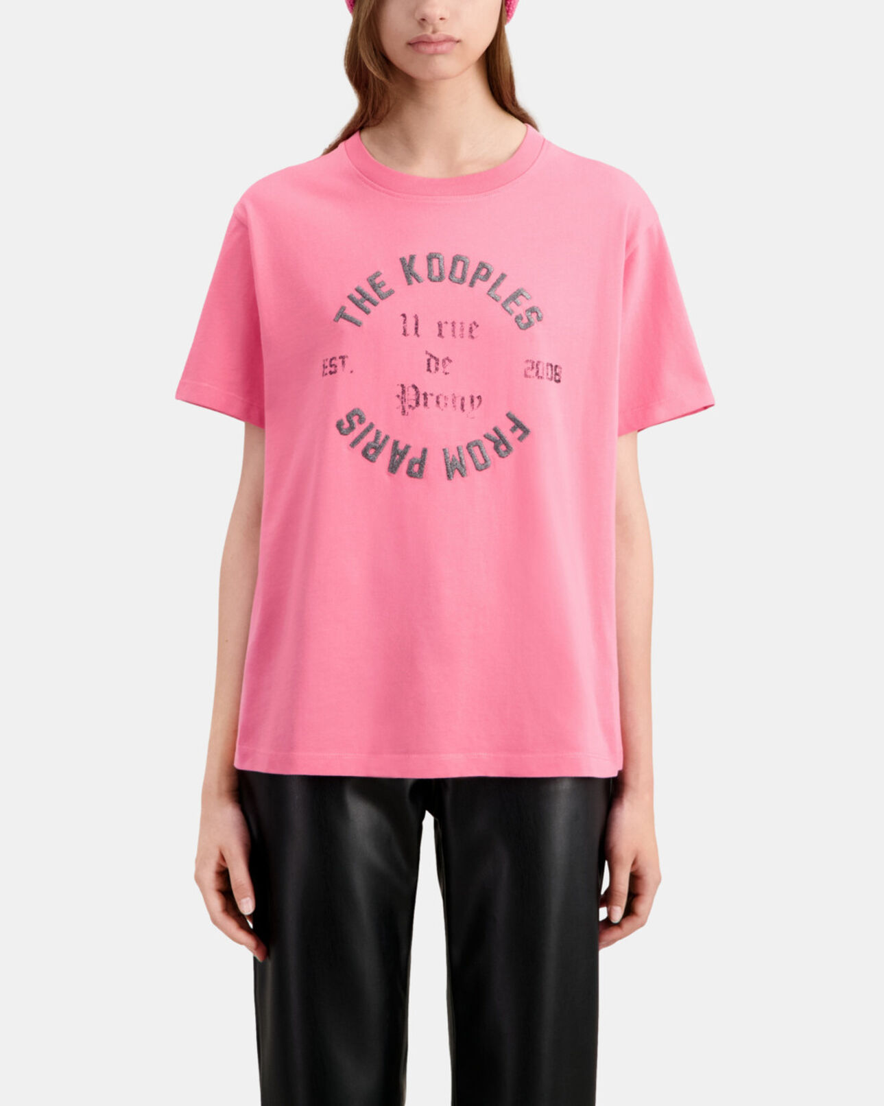 The Kooples FEMME OLD PINK t-shirt femme rose avec sérigraphie 11 rue de prony
