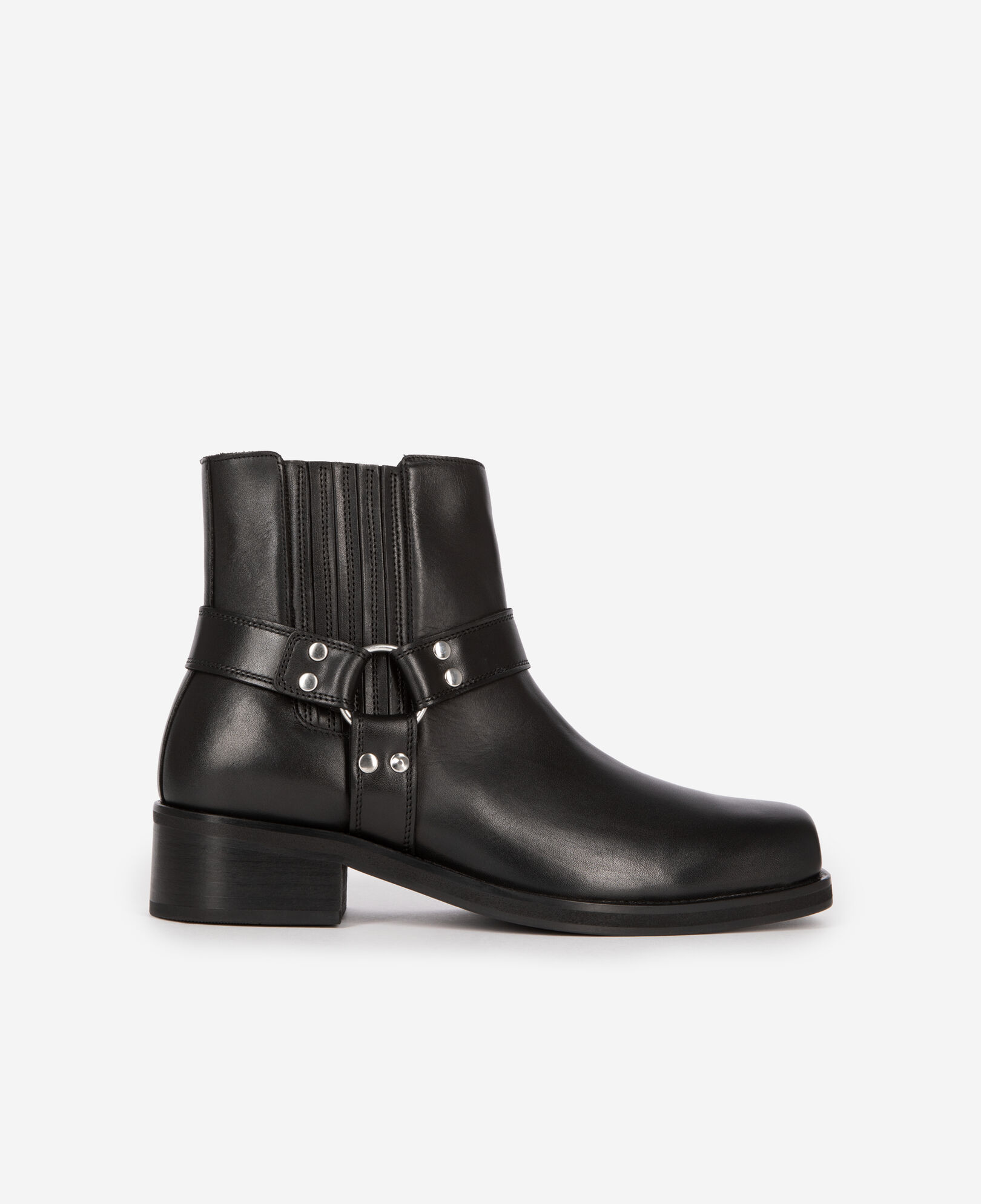 The Kooples HERREN BLACK schwarze lederstiefel mit riemen