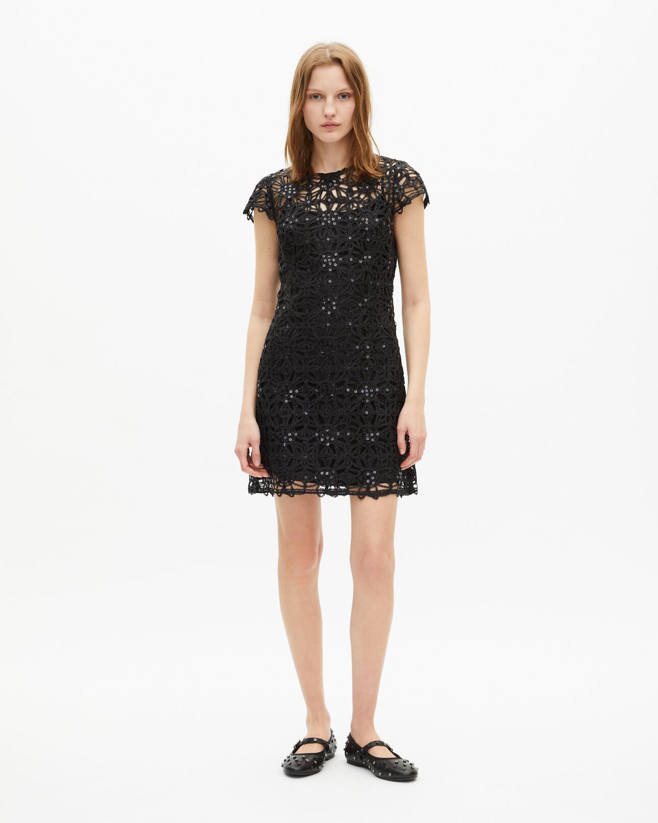 The Kooples DAMEN BLACK kurzes kleid aus guipure in silber