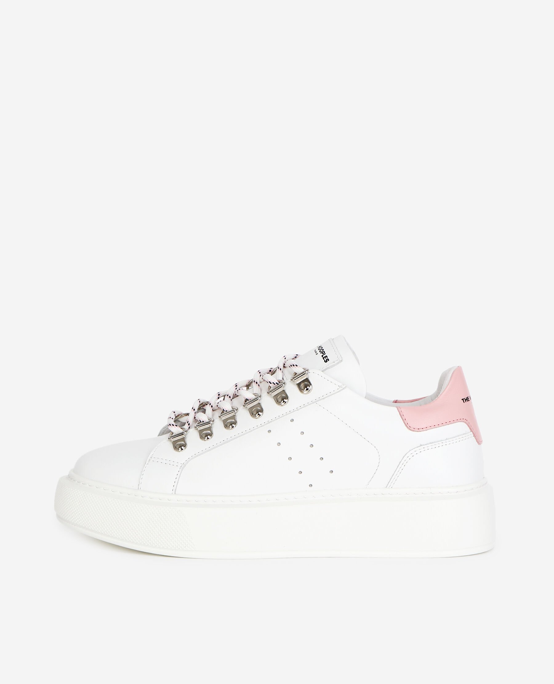 White leather trainers with pink details The Kooples