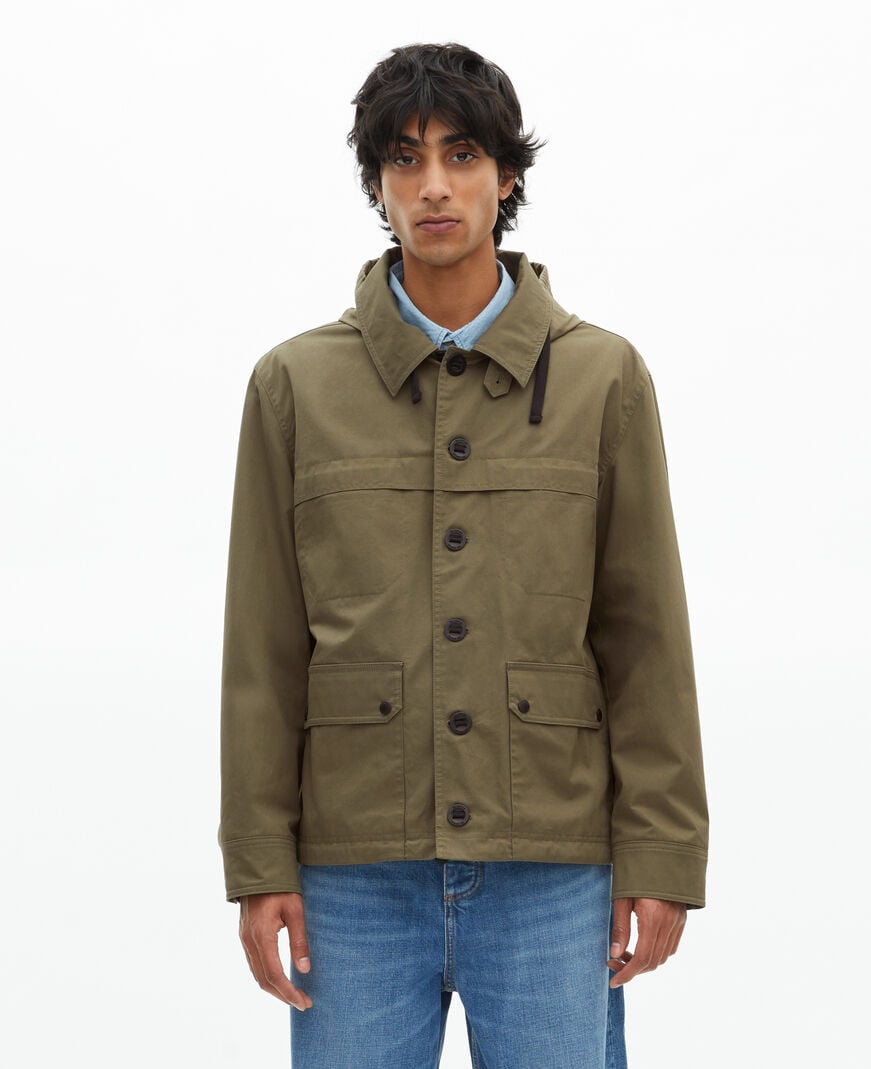 The Kooples HOMME KAKI parka courte à capuche kaki