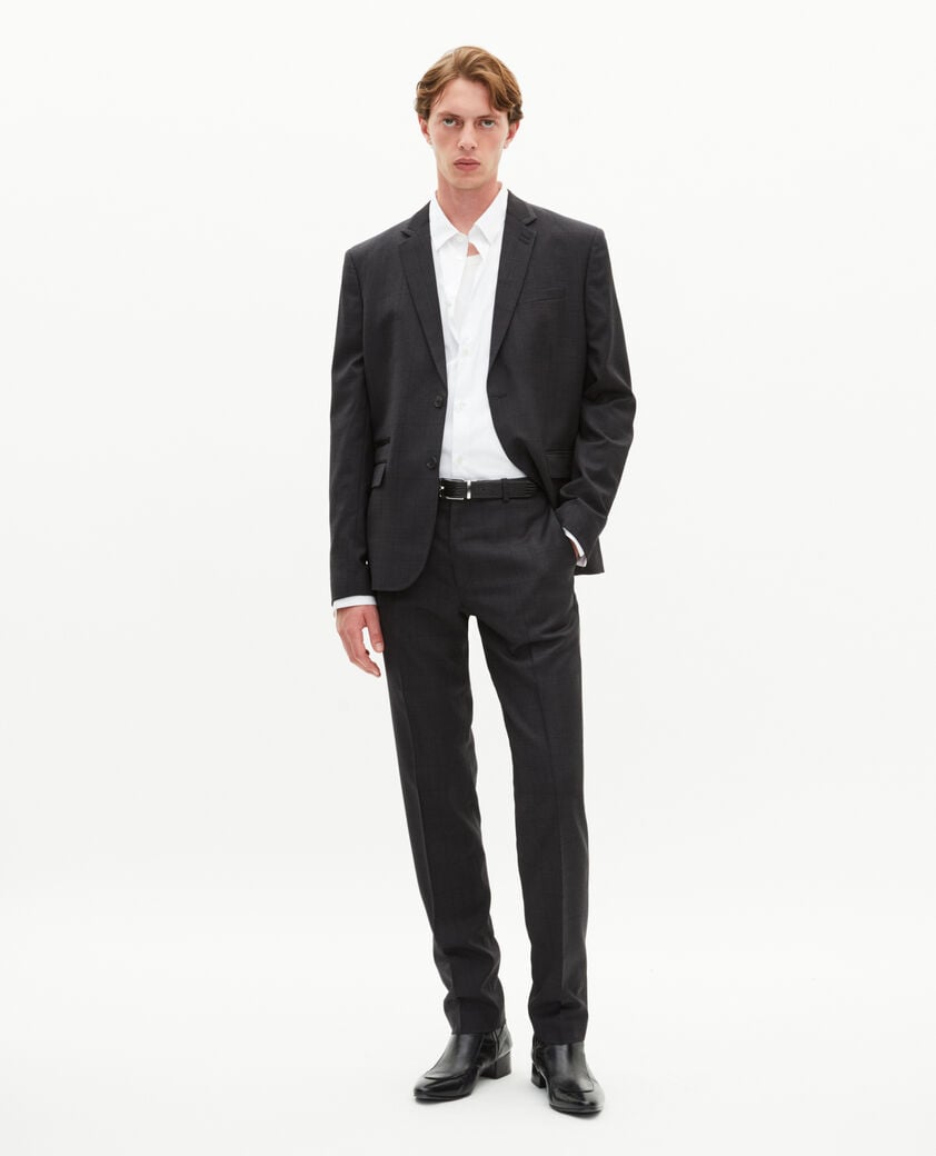 The Kooples HOMME BLACK pantalon de costume ajusté à carreaux en laine noir