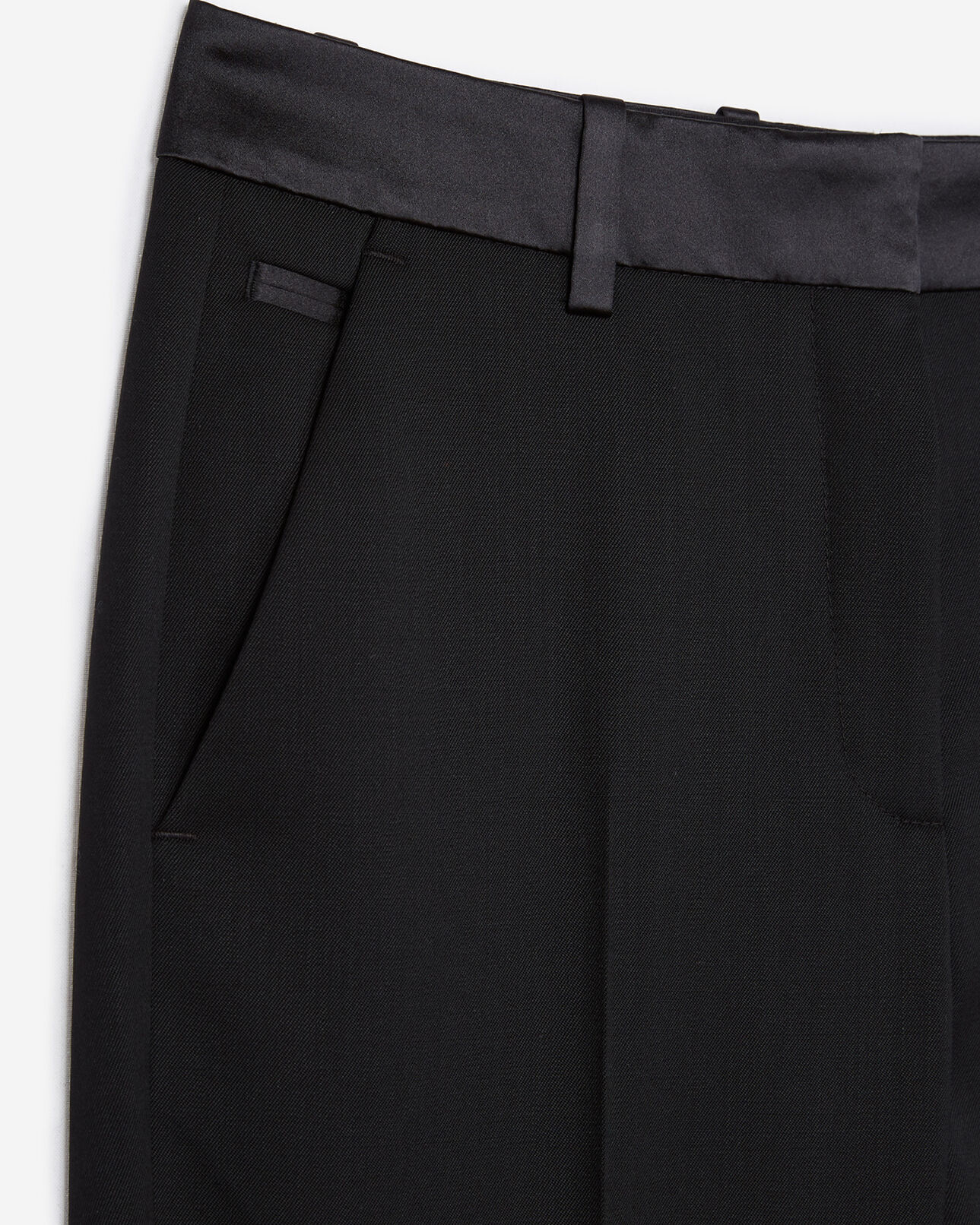 The Kooples FEMME BLACK pantalon de tailleur noir détail satin