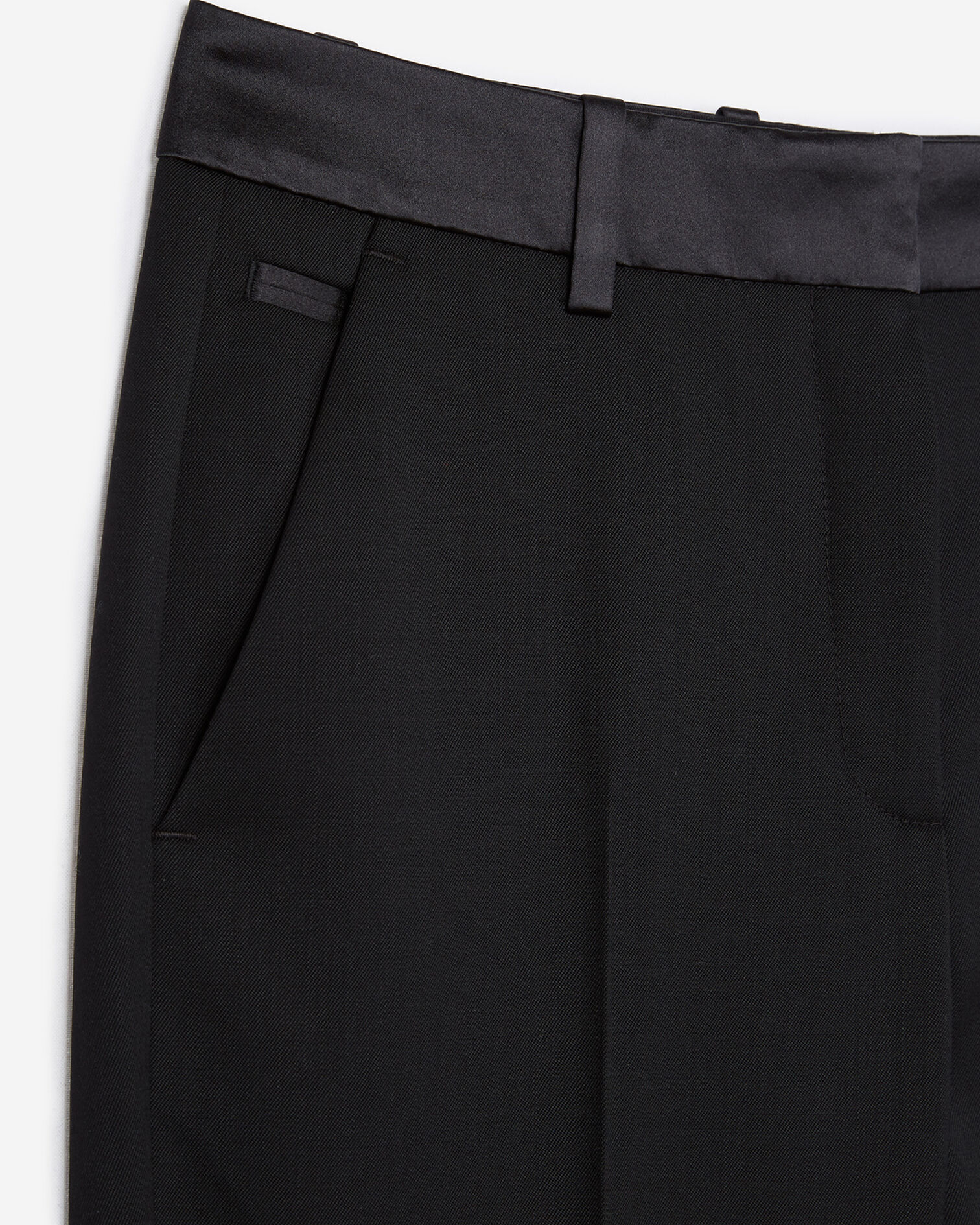 Pantalon de tailleur noir détail satin, BLACK, hi-res image number null