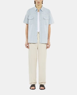 The Kooples HERREN LIGHT BLUE kurzärmeliges hemd aus denim