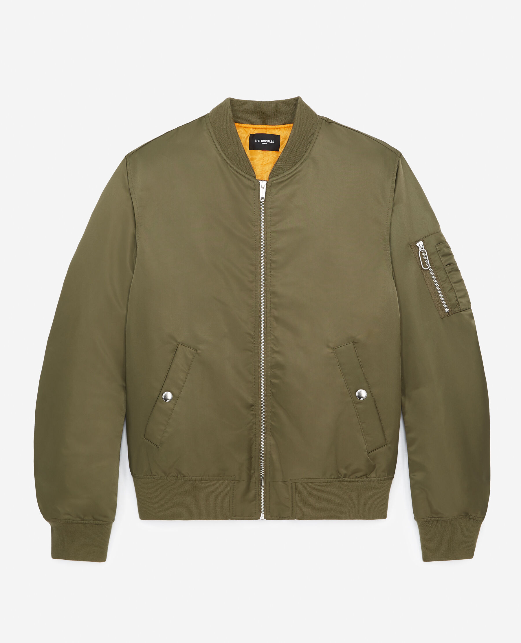 Green bomber jacket with orange inside on sale