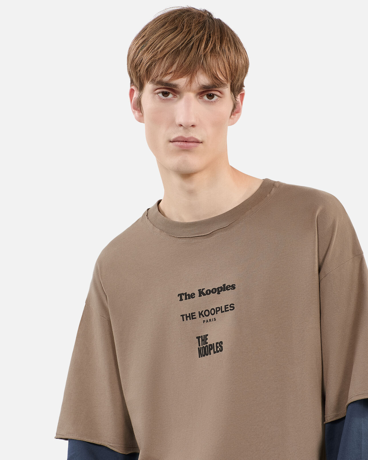 The Kooples HOMME BEIGE KAKI t-shirt manches longues kaki