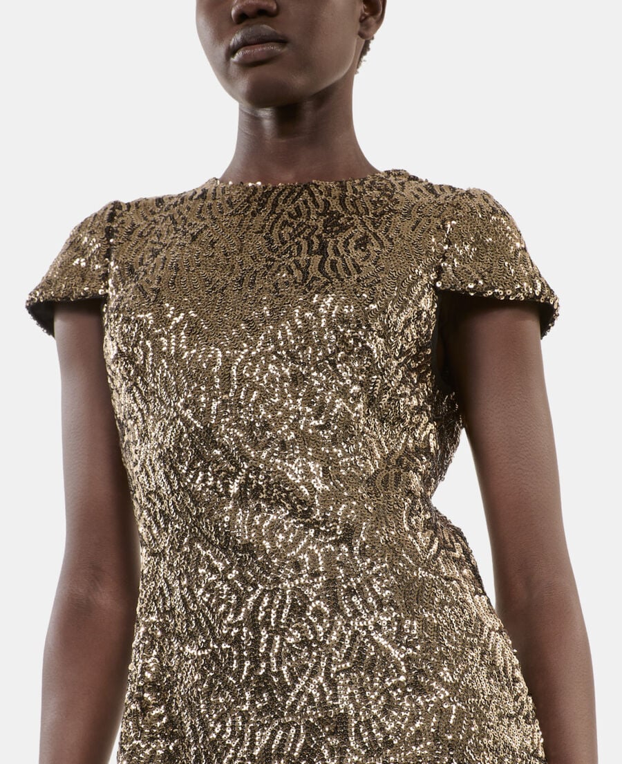 The Kooples DAMEN GOLD goldenes, kurzes kleid mit pailletten