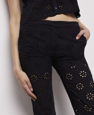 The Kooples F BLACK black pants with broderie anglaise