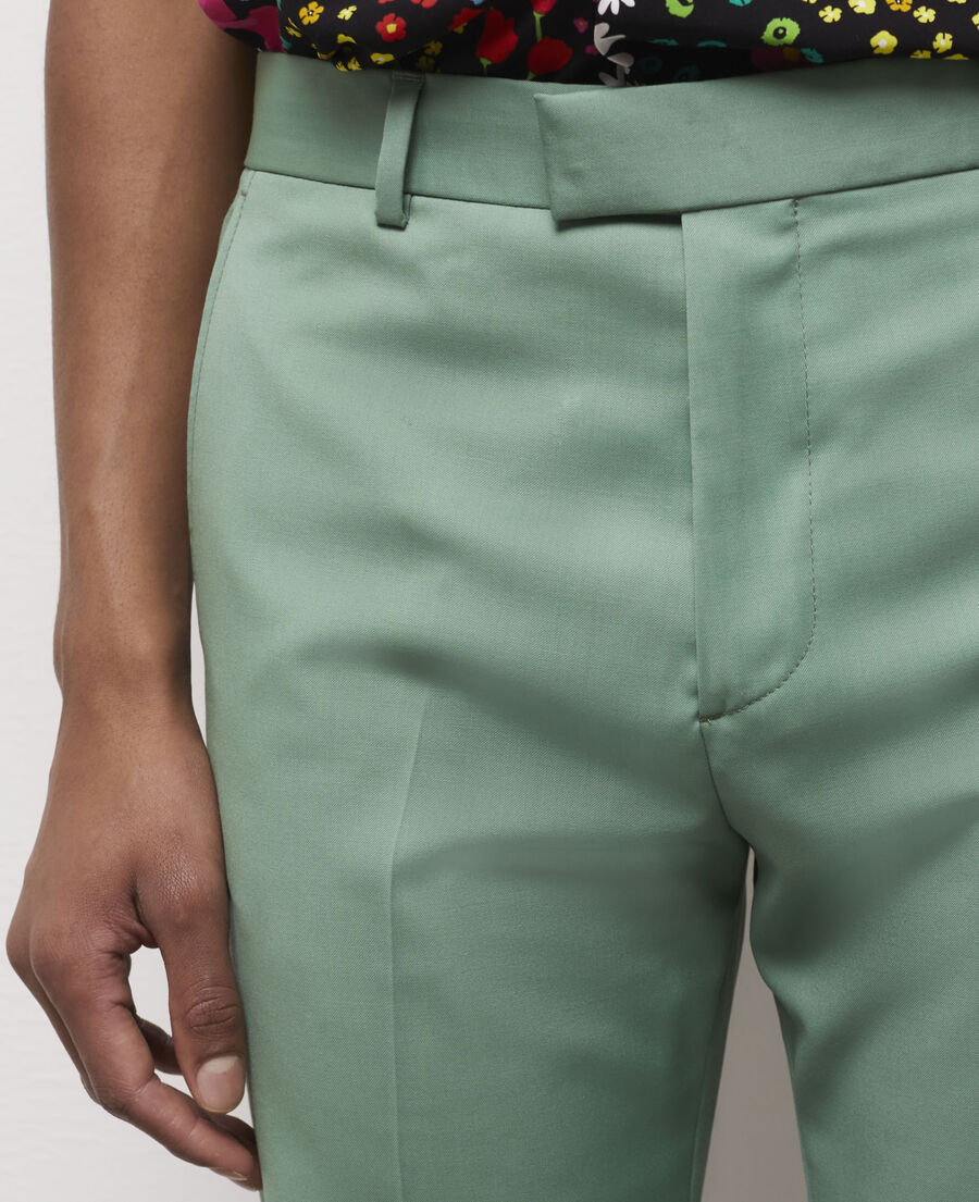 green wool suit pants