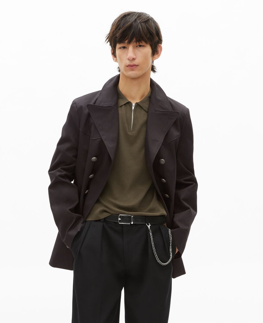 The Kooples MEN DARK GREY grey cotton coat