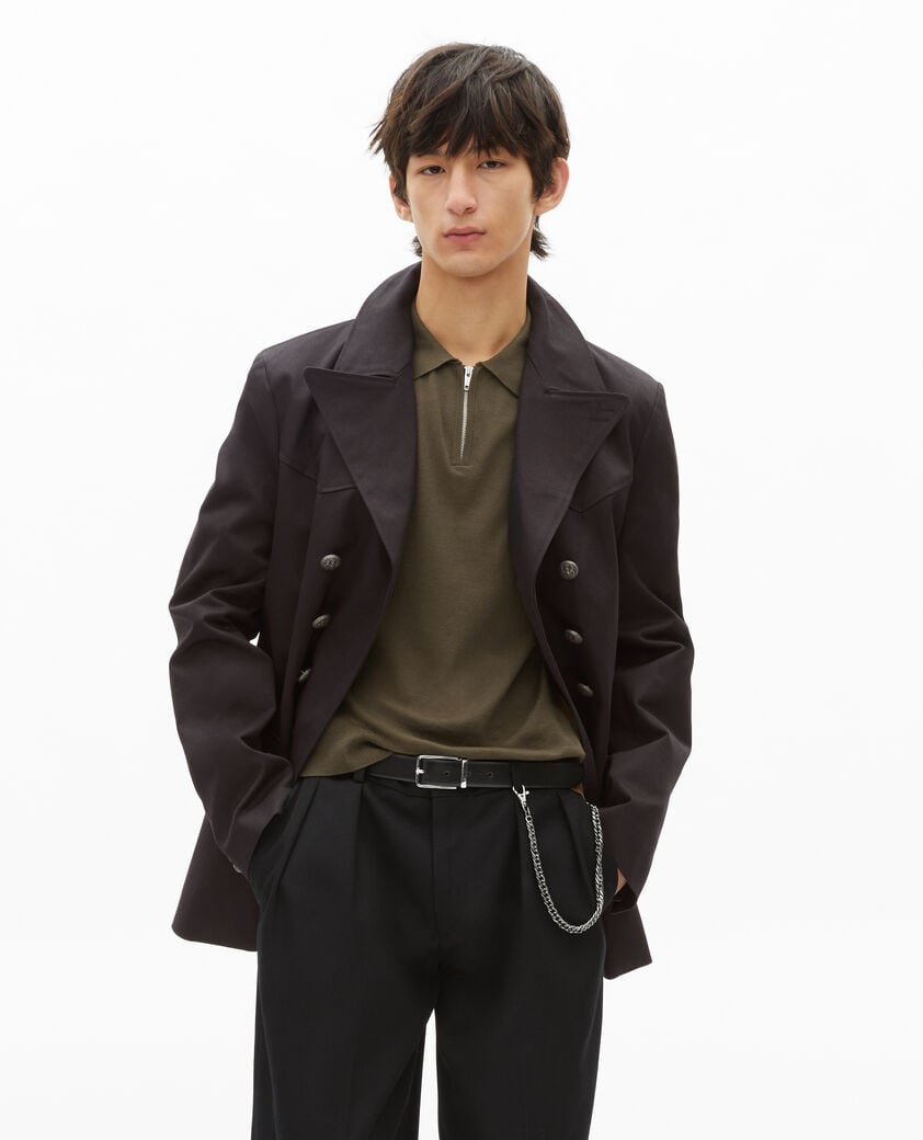 The Kooples MEN DARK GREY grey cotton coat