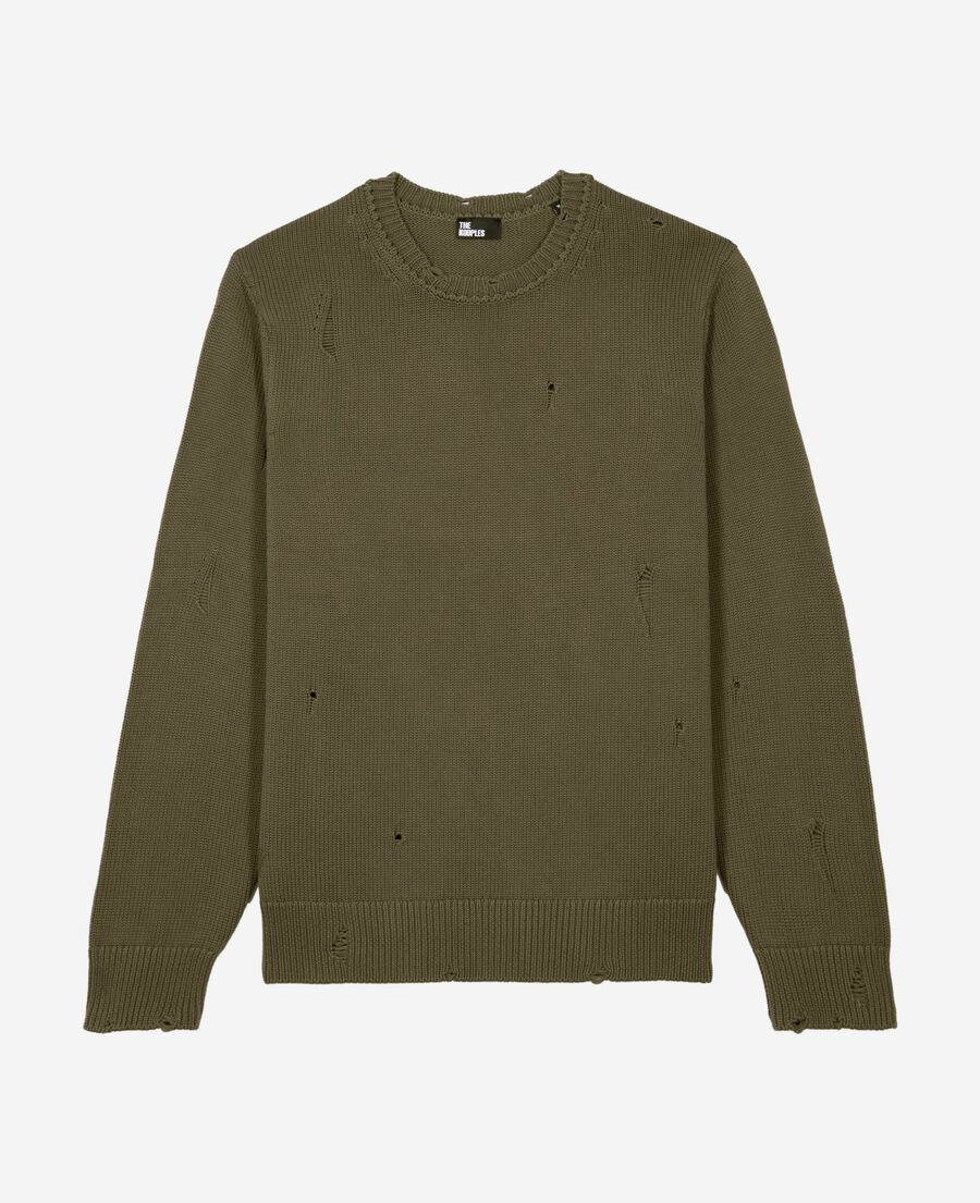 The Kooples MEN KAKI khaki openwork sweater