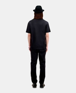 The Kooples H BLACK men's black t-shirt with vintage skull embroidery
