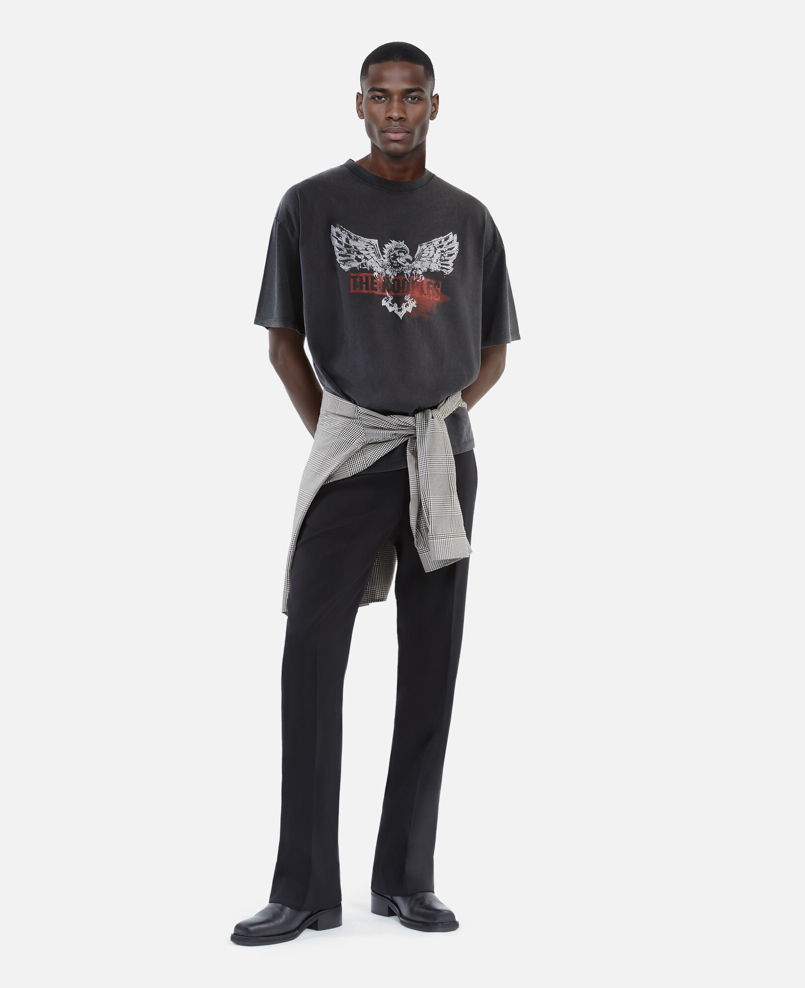 The Kooples HOMBRE BLACK WASHED camiseta serigrafiada negra