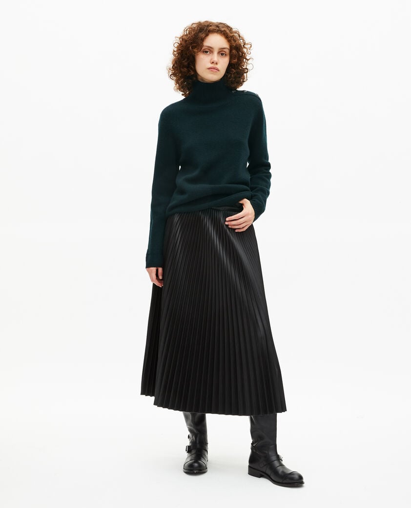 The Kooples WOMEN FOREST dark green wool stand-up collar sweater