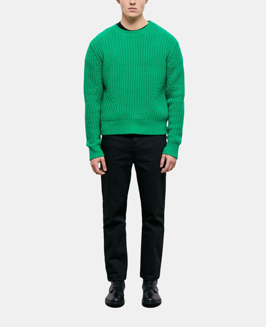 green knit sweater