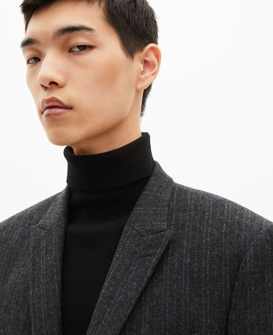 The Kooples MEN PEARL GREY dark grey pinstripe straight suit jacket