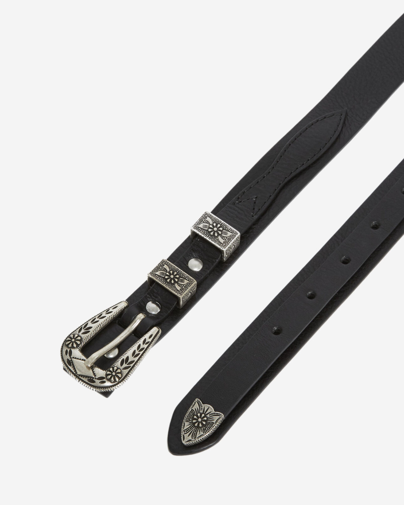 The Kooples WOMEN BLACK thin smooth leather belt