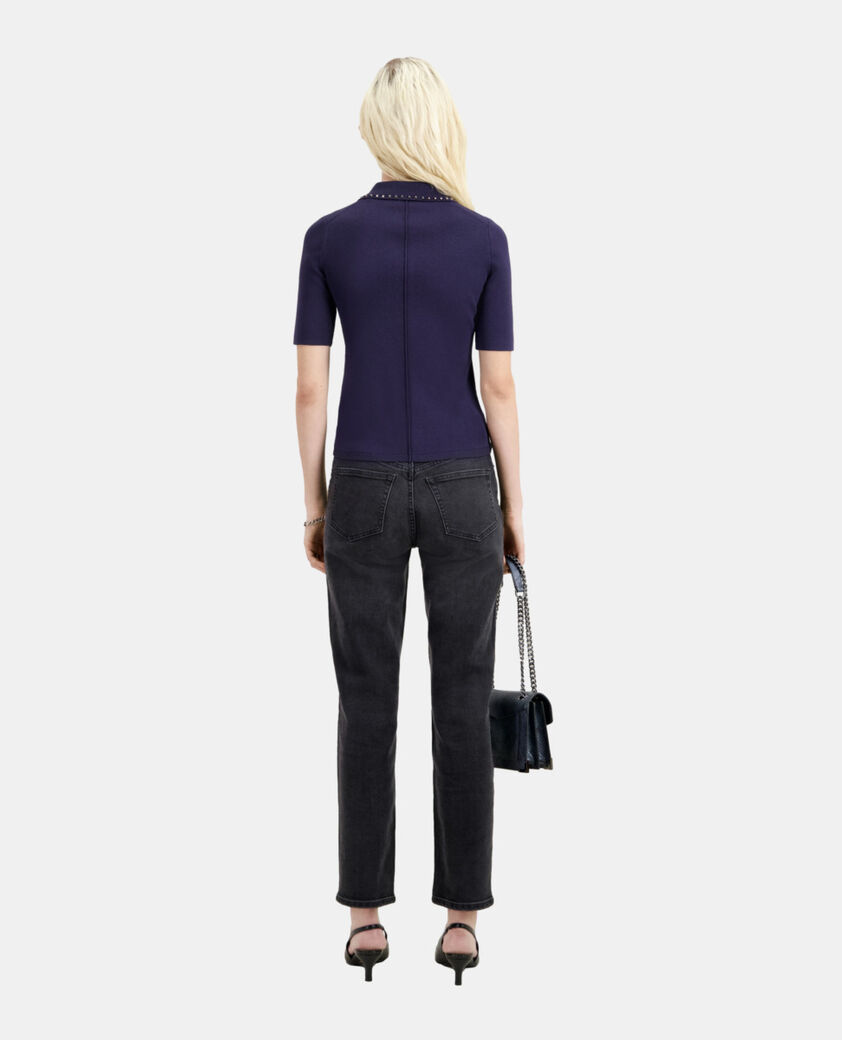 The Kooples WOMEN NAVY navy blue knitted polo t-shirt