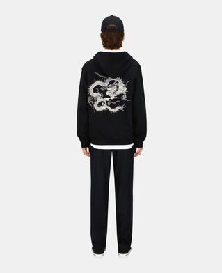 The Kooples HERREN BLACK schwarzes kapuzensweatshirt mit stickerei