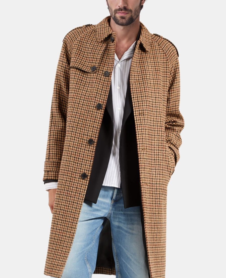 The Kooples H BROWN the kooples x harris tweed long brown houndstooth wool coat